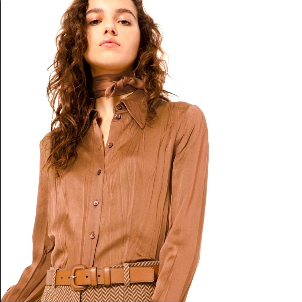 Michael Kors Collection Crushed Satin Charmeuse Blouse